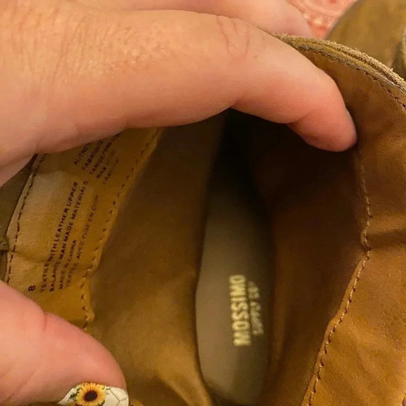 Mossimo Supply Co Boots Womens 8 Ankle Bootie Brown Suede Fringe Pull On Block - Picture 3 of 5